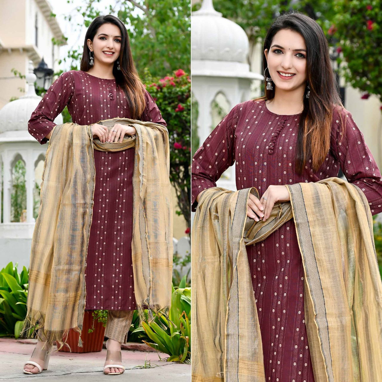 Kalaai Cotton Chanderi Printed Kurti With Bottom Dupatta Catalog